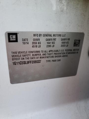 1G11C5SL9FF208022 - 2015 CHEVROLET MALIBU 1LT თეთრი ფოტო 13