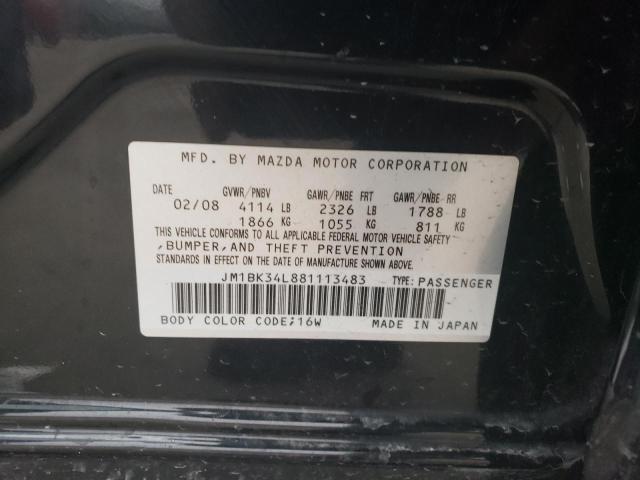 JM1BK34L881113483 - 2008 MAZDA SPEED 3 BLACK photo 12