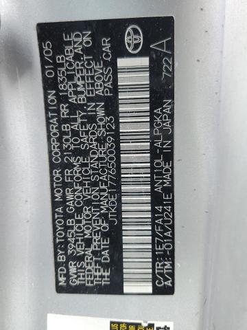 JTKDE177650039123 - 2005 TOYOTA SCION TC Gümüş fotoğraf 12