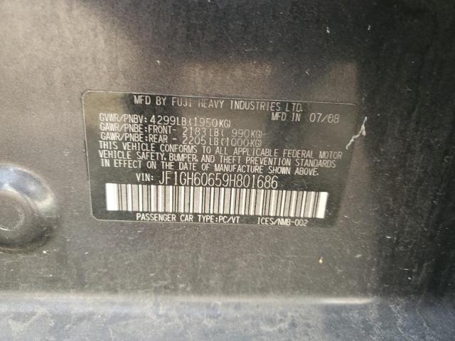 JF1GH60659H801686 - 2009 SUBARU IMPREZA 2. CHARCOAL photo 12