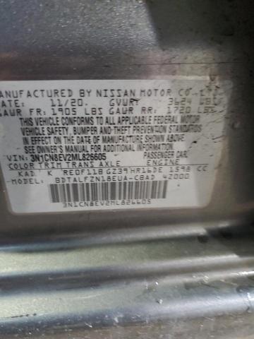 3N1CN8EV2ML826605 - 2021 NISSAN VERSA SV GRAY photo 12