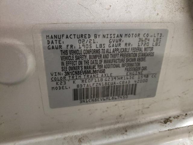 3N1CN8EV6ML867450 - 2021 NISSAN VERSA SV SILVER photo 12