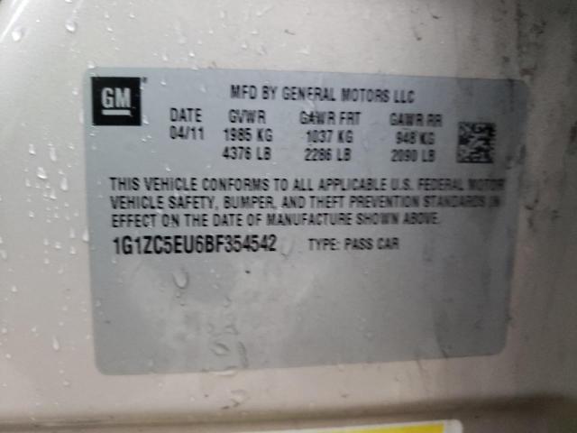 1G1ZC5EU6BF354542 - 2011 CHEVROLET MALIBU 1LT 棕色 照片 10