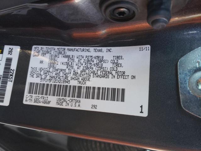 5TFUY5F12CX218945 - 2012 TOYOTA TUNDRA DOU GRAY photo 12