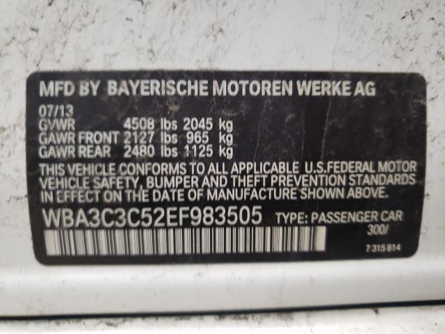 WBA3C3C52EF983505 - 2014 BMW 320 I XDRI WHITE photo 12