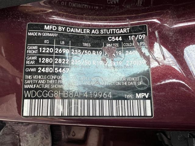 WDCGG8HB8AF419964 - 2010 MERCEDES-BENZ GLK 350 4M BURGUNDY photo 10