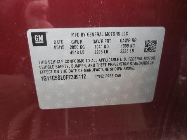 1G11C5SL0FF309112 - 2015 CHEVROLET MALIBU 1LT 勃艮第红 照片 12
