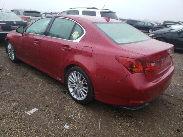 JTHBS1BL7D5003565 - 2013 LEXUS GS 450H RED photo 2