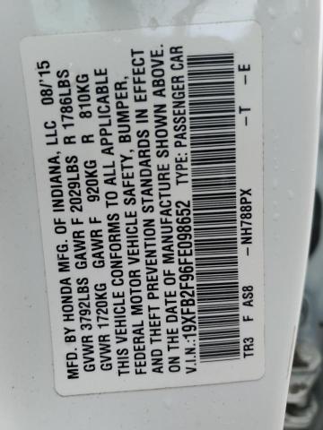 19XFB2F96FE098652 - 2015 HONDA CIVIC EXL Ağ foto 13