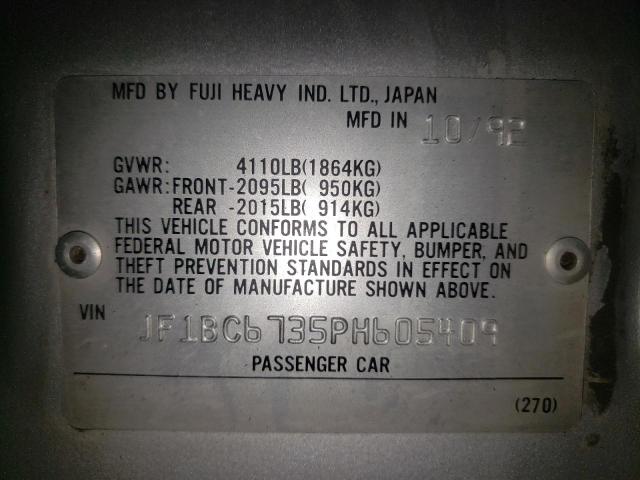 JF1BC6735PH605409 - 1993 SUBARU LEGACY SPO SILVER photo 12