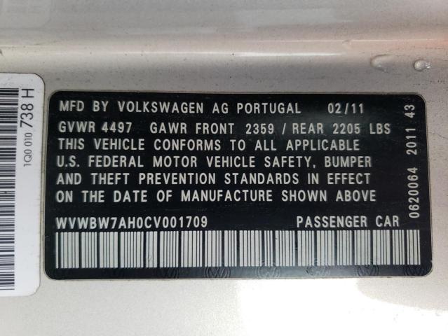 WVWBW7AH0CV001709 - 2012 VOLKSWAGEN EOS KOMFOR ბეჟი ფოტო 12