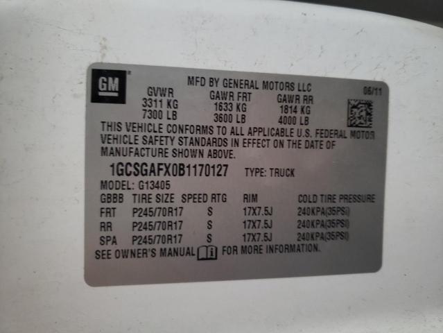 1GCSGAFX0B1170127 - 2011 CHEVROLET EXPRESS G1 WHITE photo 13
