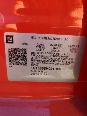 1G1JB5SH9J4100163 - 2018 CHEVROLET SONIC LS RED photo 12