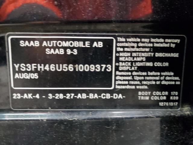 YS3FH46U561009373 - 2006 SAAB 9-3 AERO BLACK photo 13