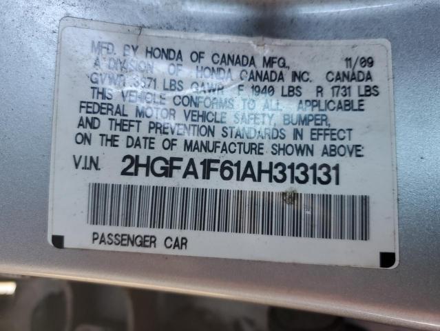 2HGFA1F61AH313131 - 2010 HONDA CIVIC LX-S ვერცხლისფერი ფოტო 13