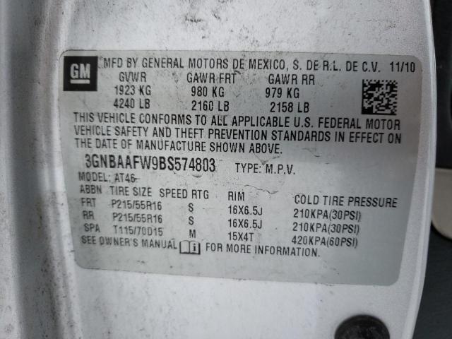 3GNBAAFW9BS574803 - 2011 CHEVROLET HHR LS SILVER photo 12