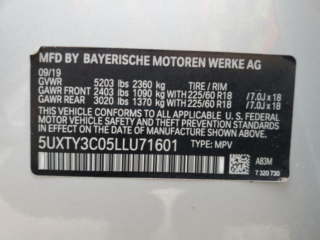 5UXTY3C05LLU71601 - 2020 BMW X3 SDRIVE3 SILVER photo 13