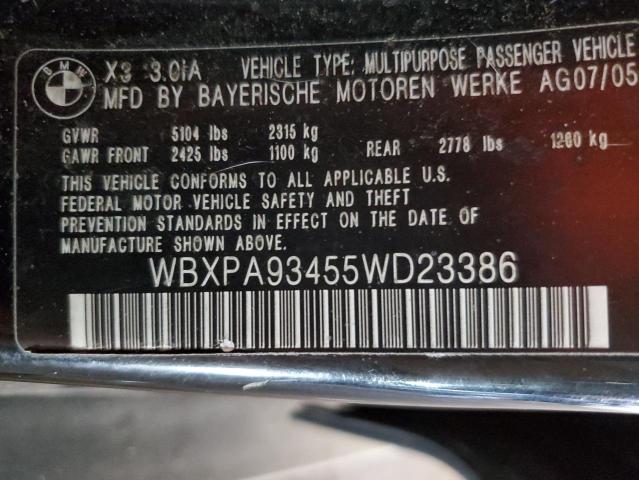 WBXPA93455WD23386 - 2005 BMW X3 BLACK photo 12