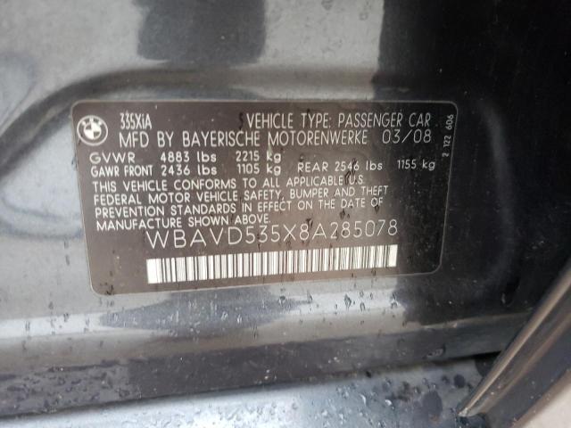 WBAVD535X8A285078 - 2008 BMW 335 XI BLUE photo 12
