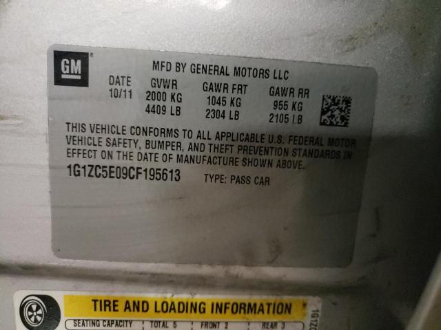 1G1ZC5E09CF195613 - 2012 CHEVROLET MALIBU 1LT ვერცხლისფერი ფოტო 10