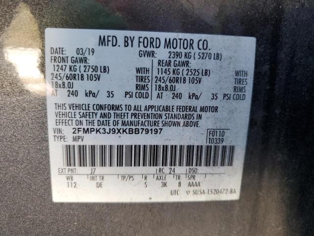 2FMPK3J9XKBB79197 - 2019 FORD EDGE SEL GRAY photo 14