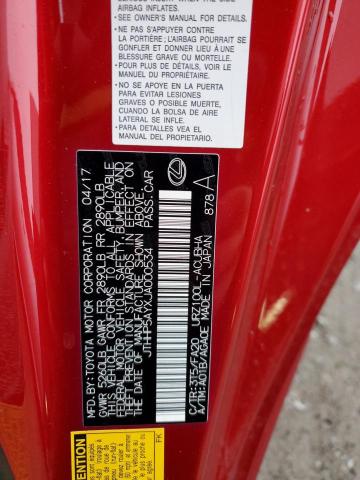 JTHHP5AYXJA000534 - 2018 LEXUS LC 500 RED photo 12