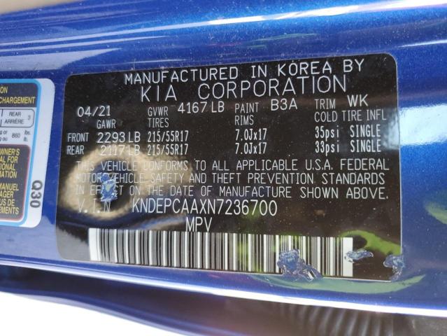 KNDEPCAAXN7236700 - 2022 KIA SELTOS LX BLUE photo 13