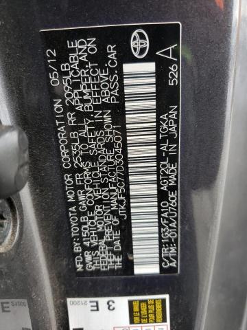 JTKJF5C77D3045071 - 2013 TOYOTA SCION TC CHARCOAL photo 12