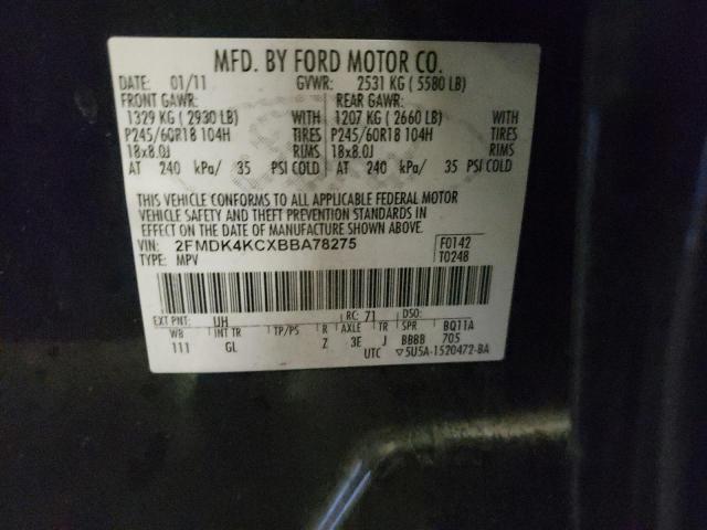 2FMDK4KCXBBA78275 - 2011 FORD EDGE LIMIT BLACK photo 13