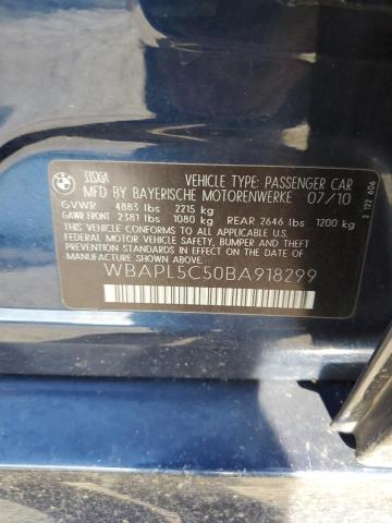WBAPL5C50BA918299 - 2011 BMW 335 XI BLUE photo 12