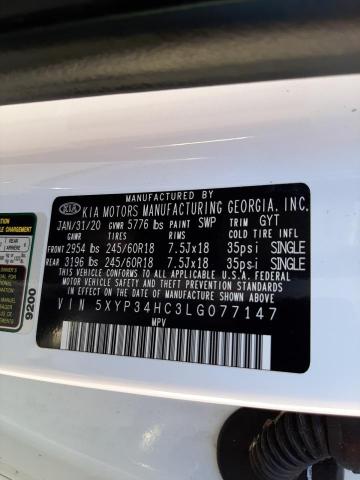 5XYP34HC3LG077147 - 2020 KIA TELLURIDE WHITE photo 14