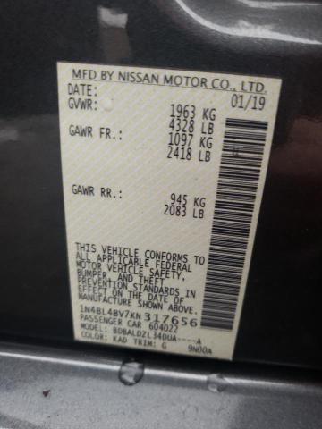 1N4BL4BV7KN317656 - 2019 NISSAN ALTIMA S GRAY photo 13