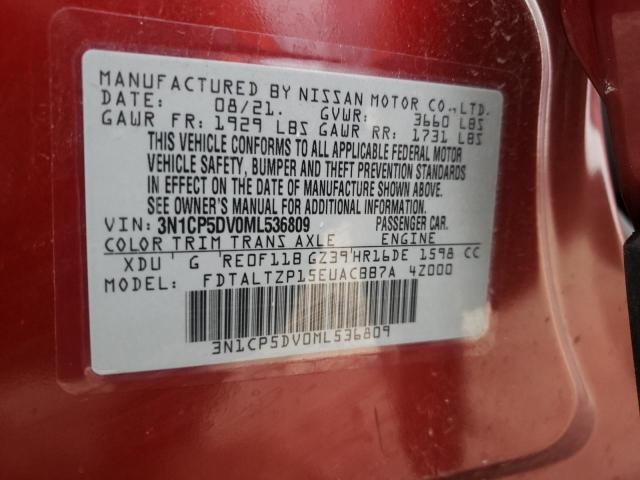 3N1CP5DV0ML536809 - 2021 NISSAN KICKS SR RED photo 13