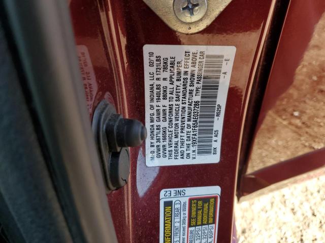 19XFA1F65AE037286 - 2010 HONDA CIVIC LX-S Burgund zdjęcie 13
