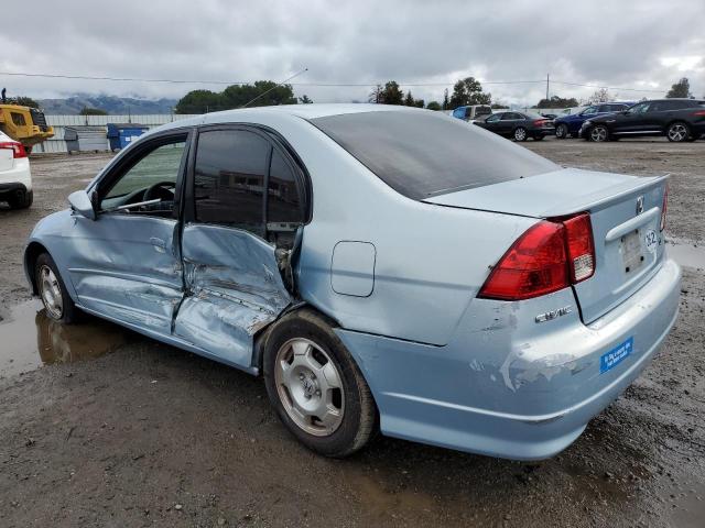 JHMES95665S002038 - 2005 HONDA CIVIC HYBR BLUE photo 2