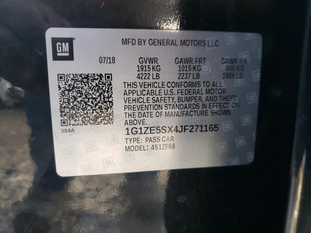 1G1ZE5SX4JF271165 - 2018 CHEVROLET MALIBU PRE შავი ფოტო 10