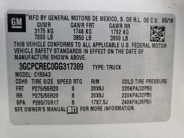 3GCPCREC0GG317389 - 2016 CHEVROLET silverado SILVER photo 13