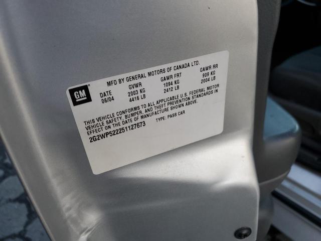 2G2WP522251127673 - 2005 PONTIAC GRAND PRIX ვერცხლისფერი ფოტო 12