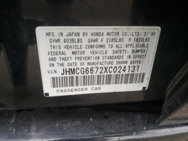 JHMCG6672XC024131 - 1999 HONDA ACCORD BLACK photo 10