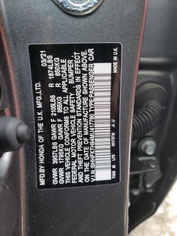 SHHFK7H94MU417790 - 2021 HONDA CIVIC SPOR 灰色 照片 12