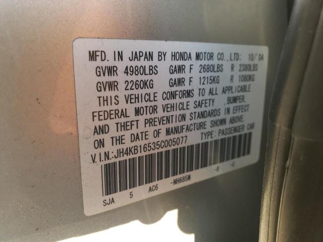 JH4KB16535C005077 - 2005 ACURA RL SILVER photo 12