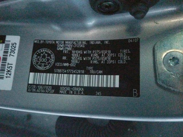 5TBBT54177S452818 - 2007 TOYOTA TUNDRA DOU GRAY photo 12