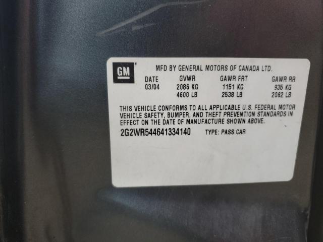 2G2WR544641334140 - 2004 PONTIAC GRAND PRIX გრაფიტი ფოტო 12