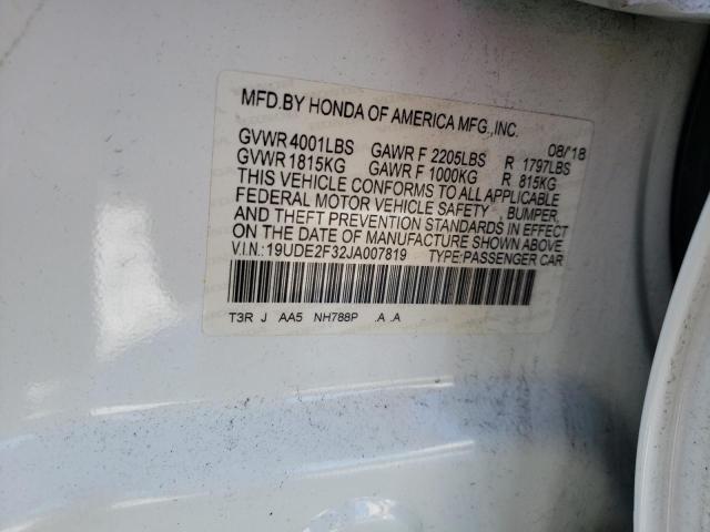 19UDE2F32JA007819 - 2018 ACURA ILX BASE W WHITE photo 12