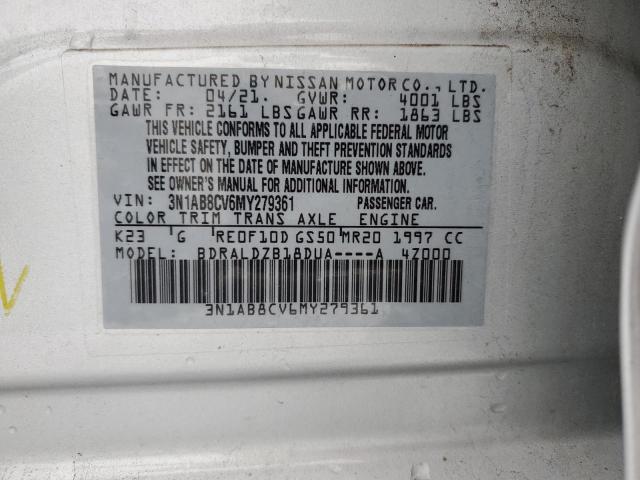 3N1AB8CV6MY279361 - 2021 NISSAN SENTRA SV SILVER photo 12