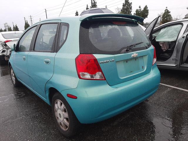 KL1TD62625B293764 - 2005 CHEVROLET AVEO BASE TURQUOISE photo 3