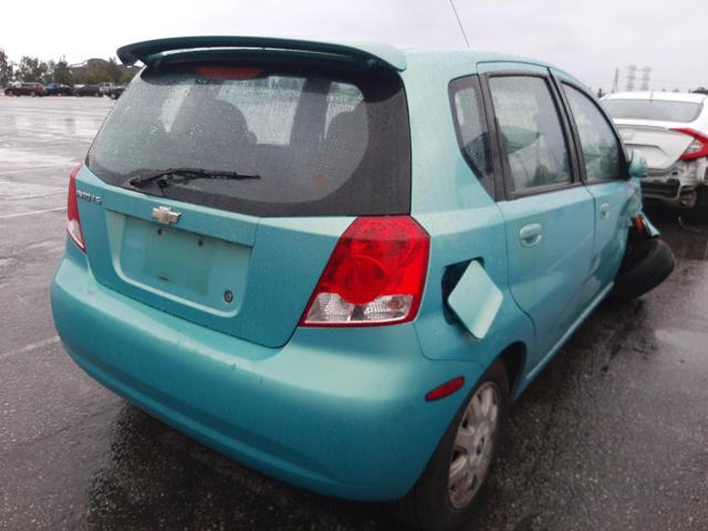 KL1TD62625B293764 - 2005 CHEVROLET AVEO BASE TURQUOISE photo 4