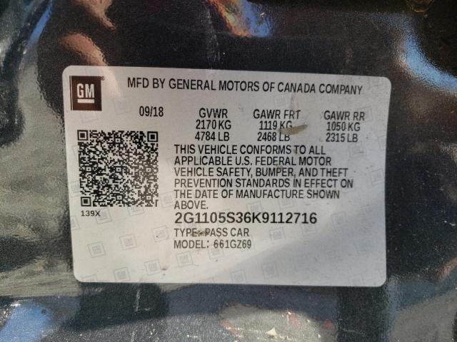 2G1105S36K9112716 - 2019 CHEVROLET IMPALA PRE 黑色 照片 10