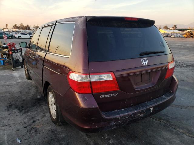 5FNRL38277B102798 - 2007 HONDA ODYSSEY LX MAROON photo 2