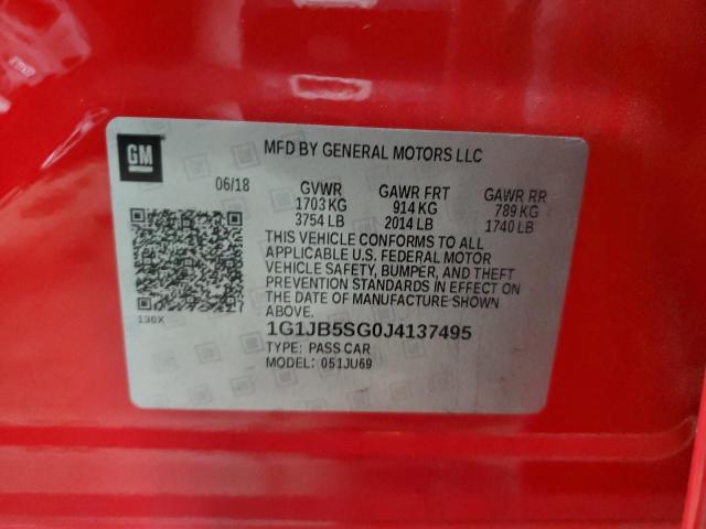 1G1JB5SG0J4137495 - 2018 CHEVROLET SONIC LS RED photo 12